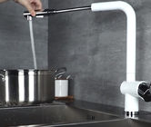 White Pull Out Rotatable Kitchen Scandinavian Copper Sink Faucet